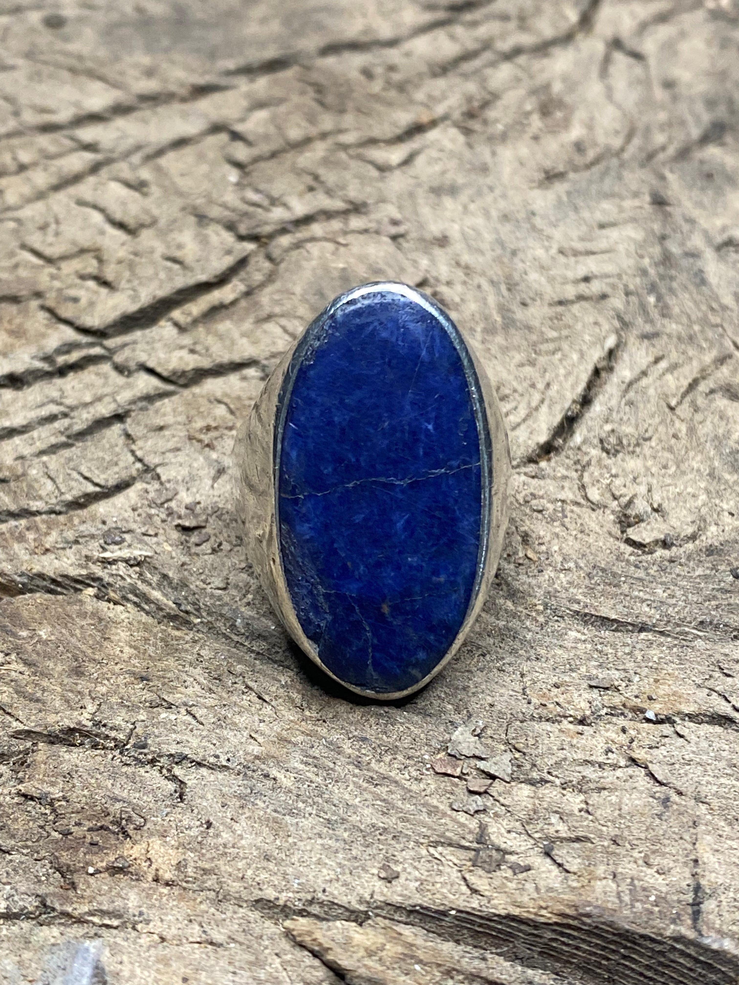 Vintage Lapis Lazuli Sterling Silver Men's Ring - Size 9
