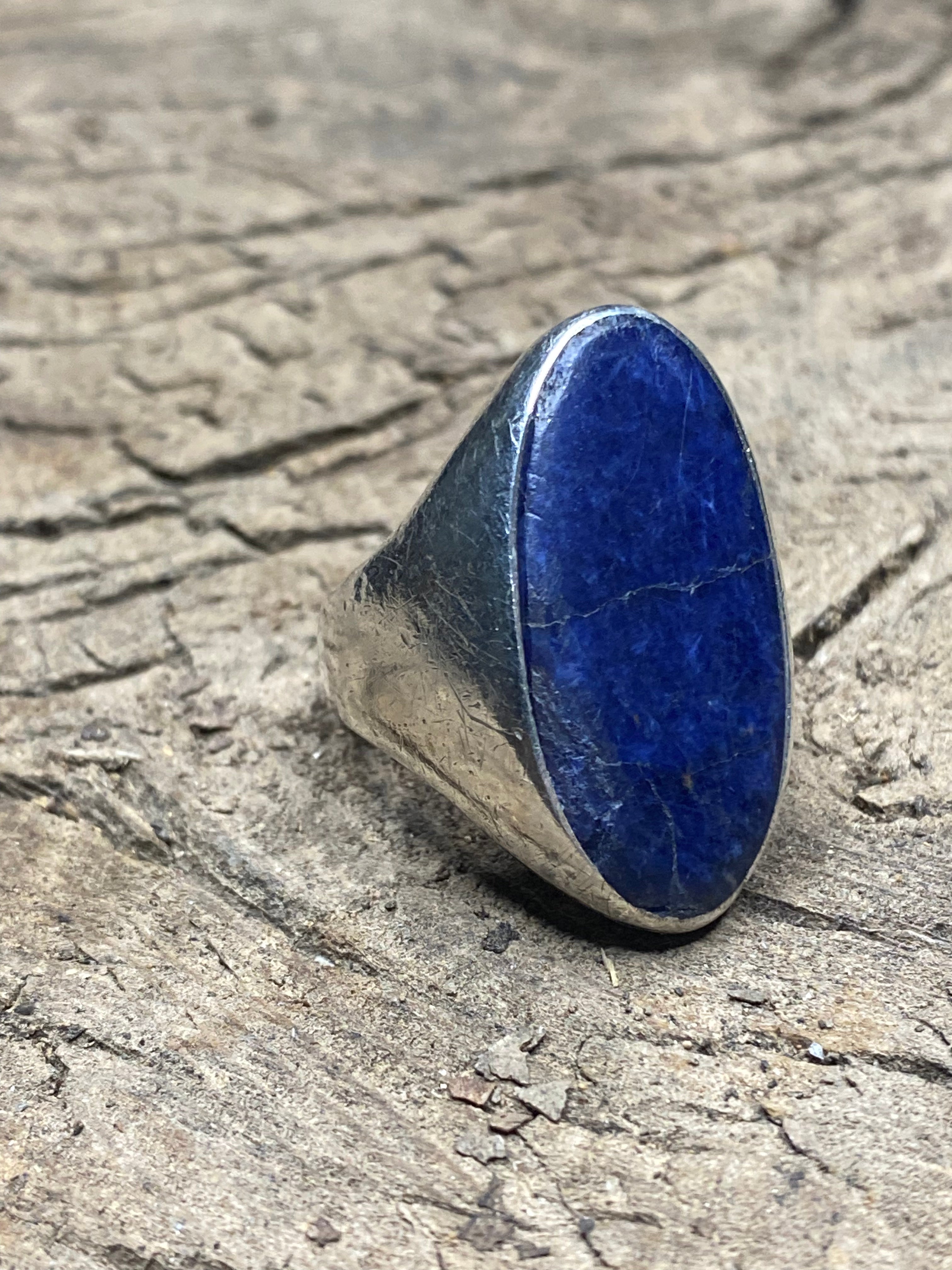Vintage Lapis Lazuli Sterling Silver Men's Ring - Size 9
