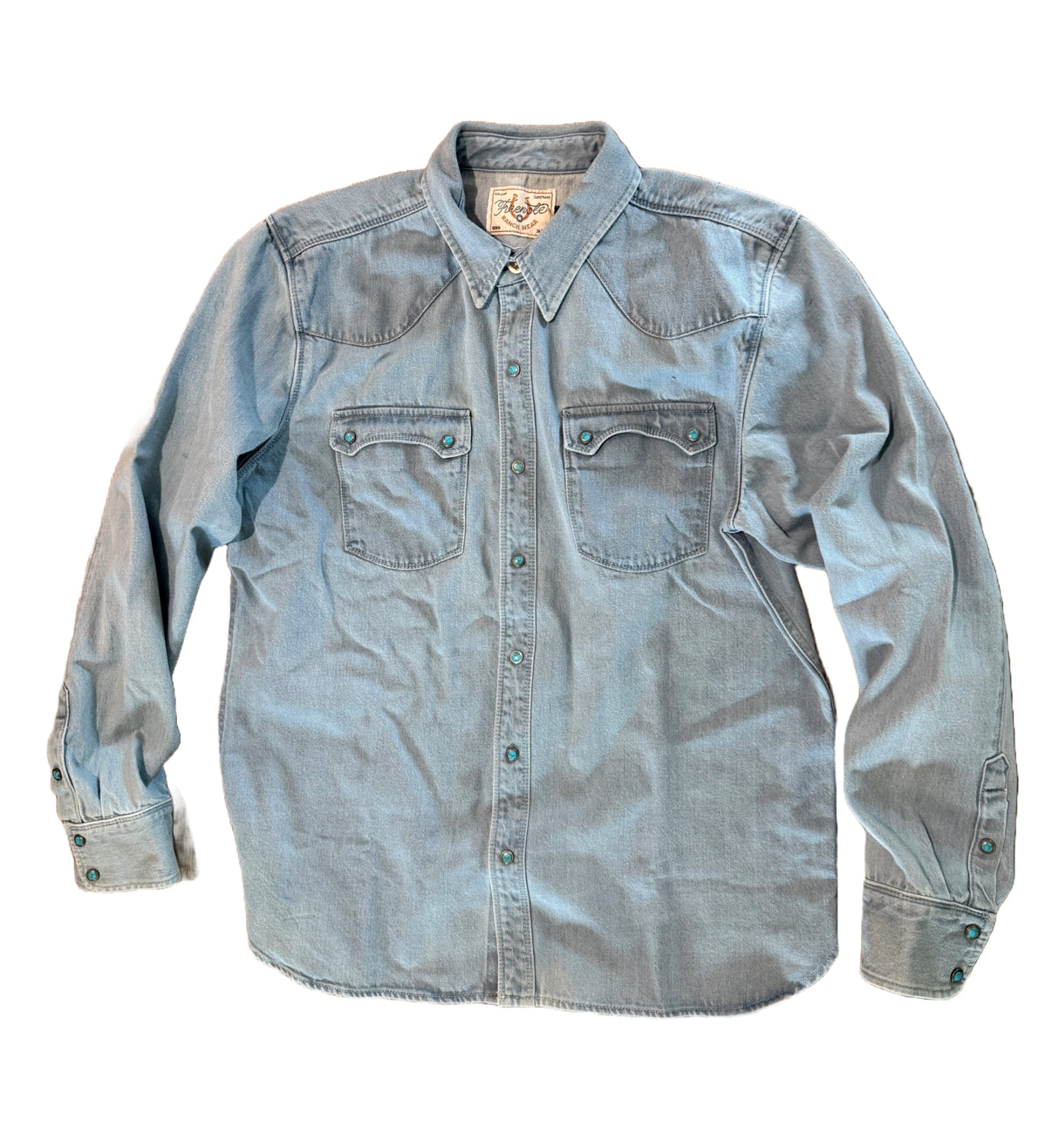 MODERN WESTERN 11 OUNCE BLEACHED WITH TURQUOISE SNAPS