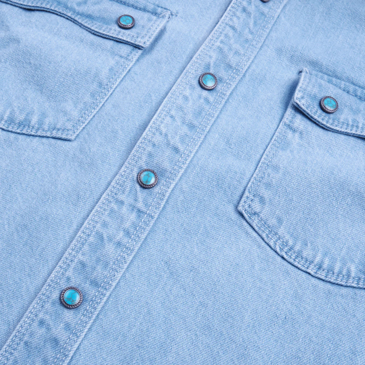 MODERN WESTERN 11 OUNCE BLEACHED WITH TURQUOISE SNAPS