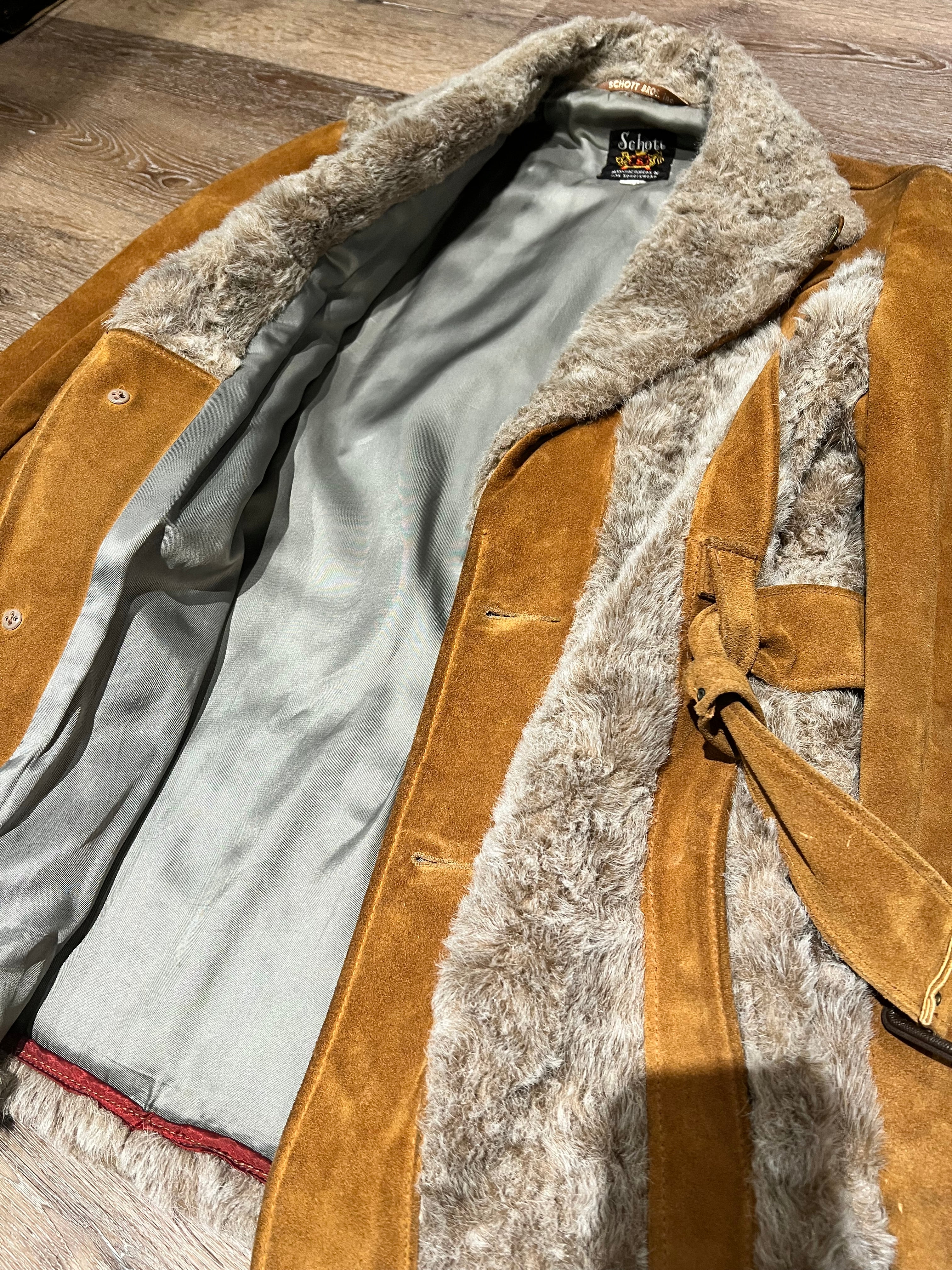 Rare Vintage Schott Men's Suede Belted Coat