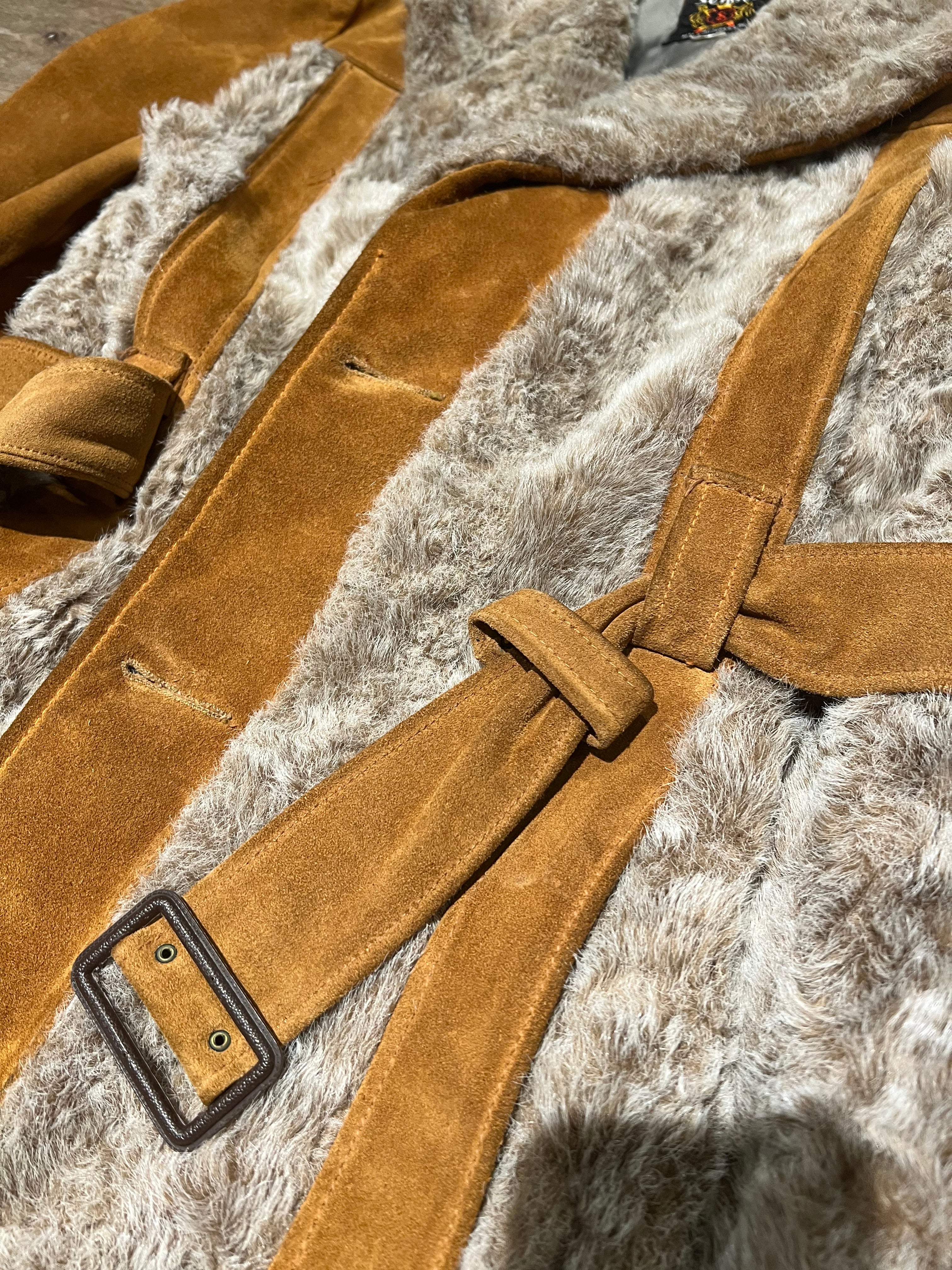 Rare Vintage Schott Men's Suede Belted Coat