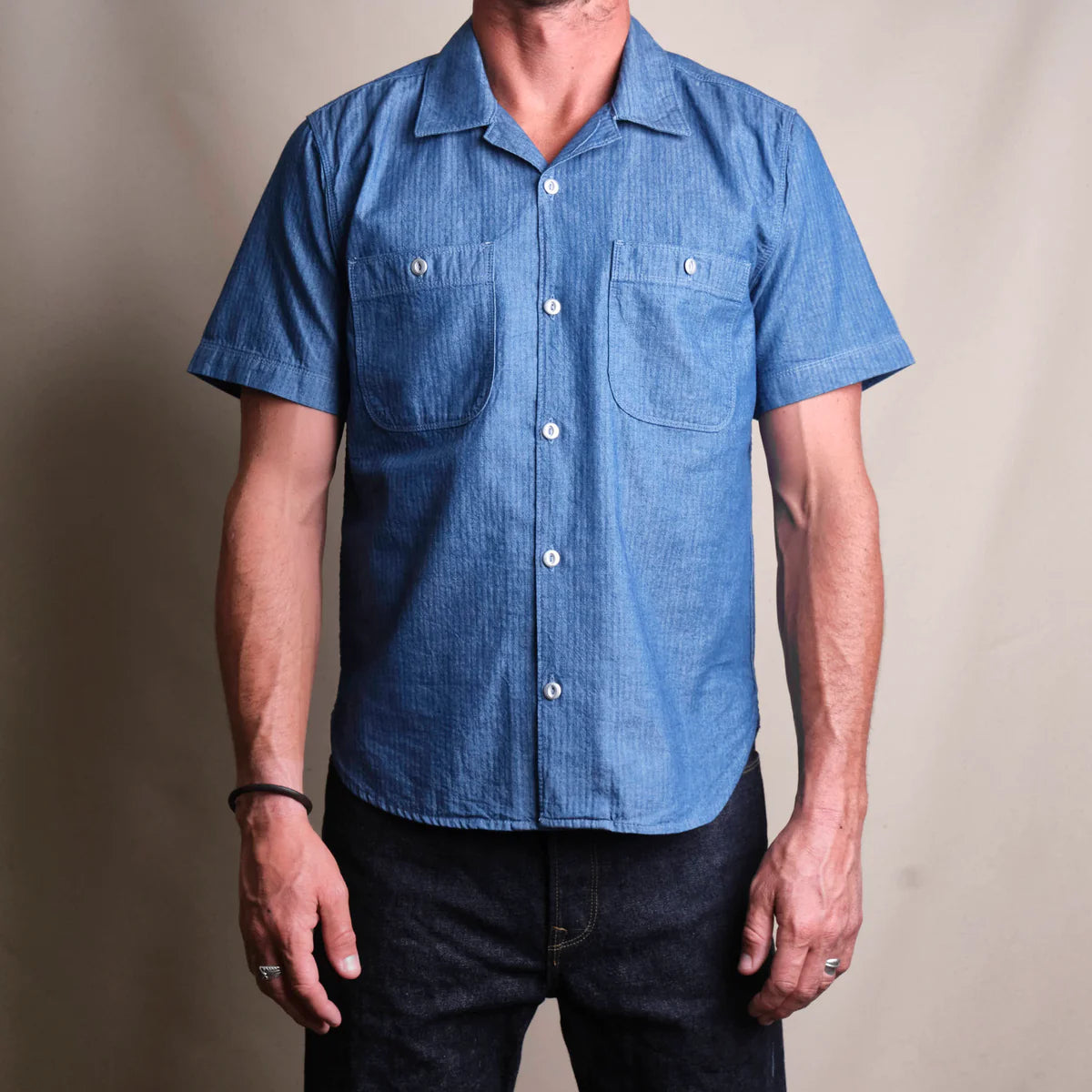Dayton S/S 5 Ounce Blue Herringbone