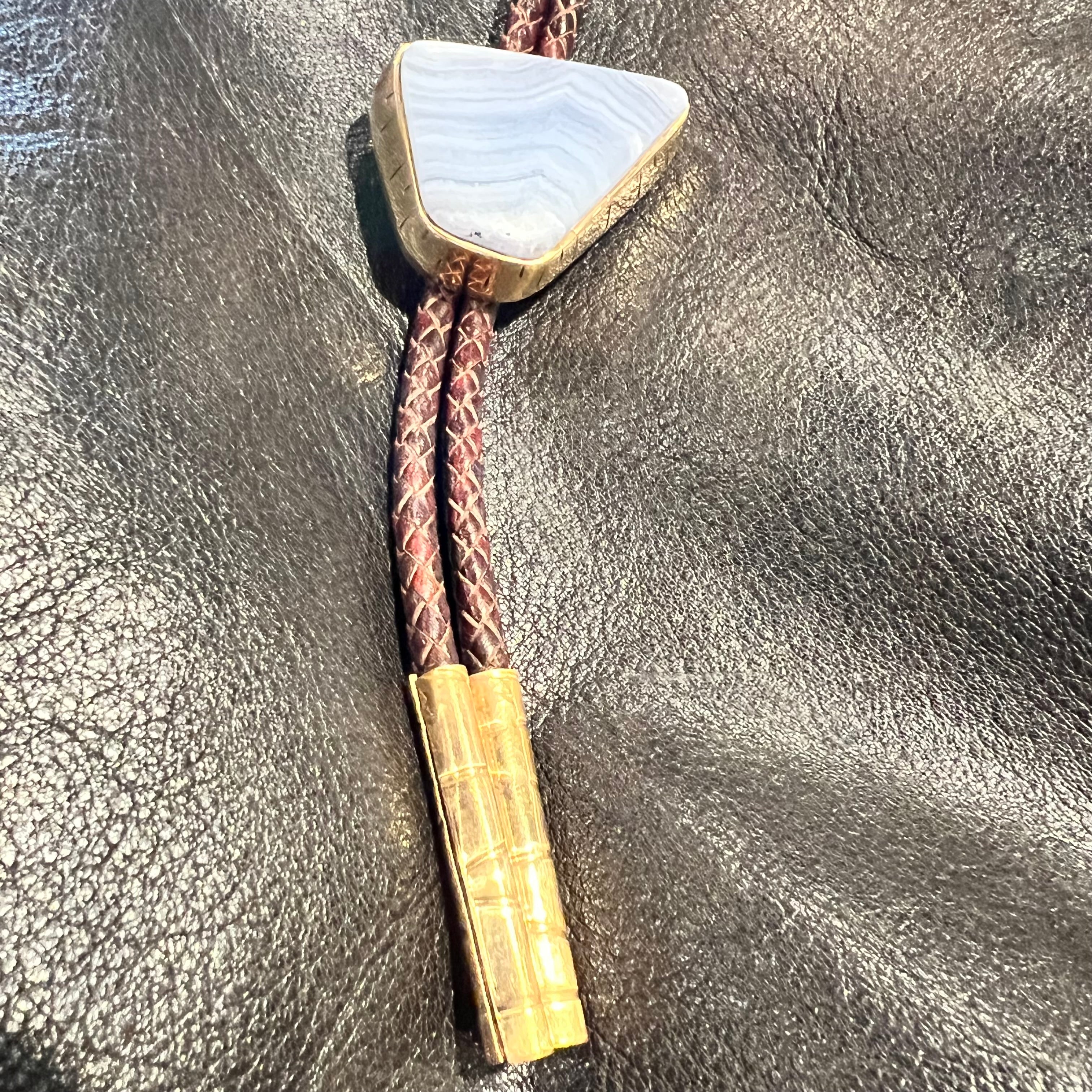 One of a Kind Blue Lace Agate Bolo Tie
