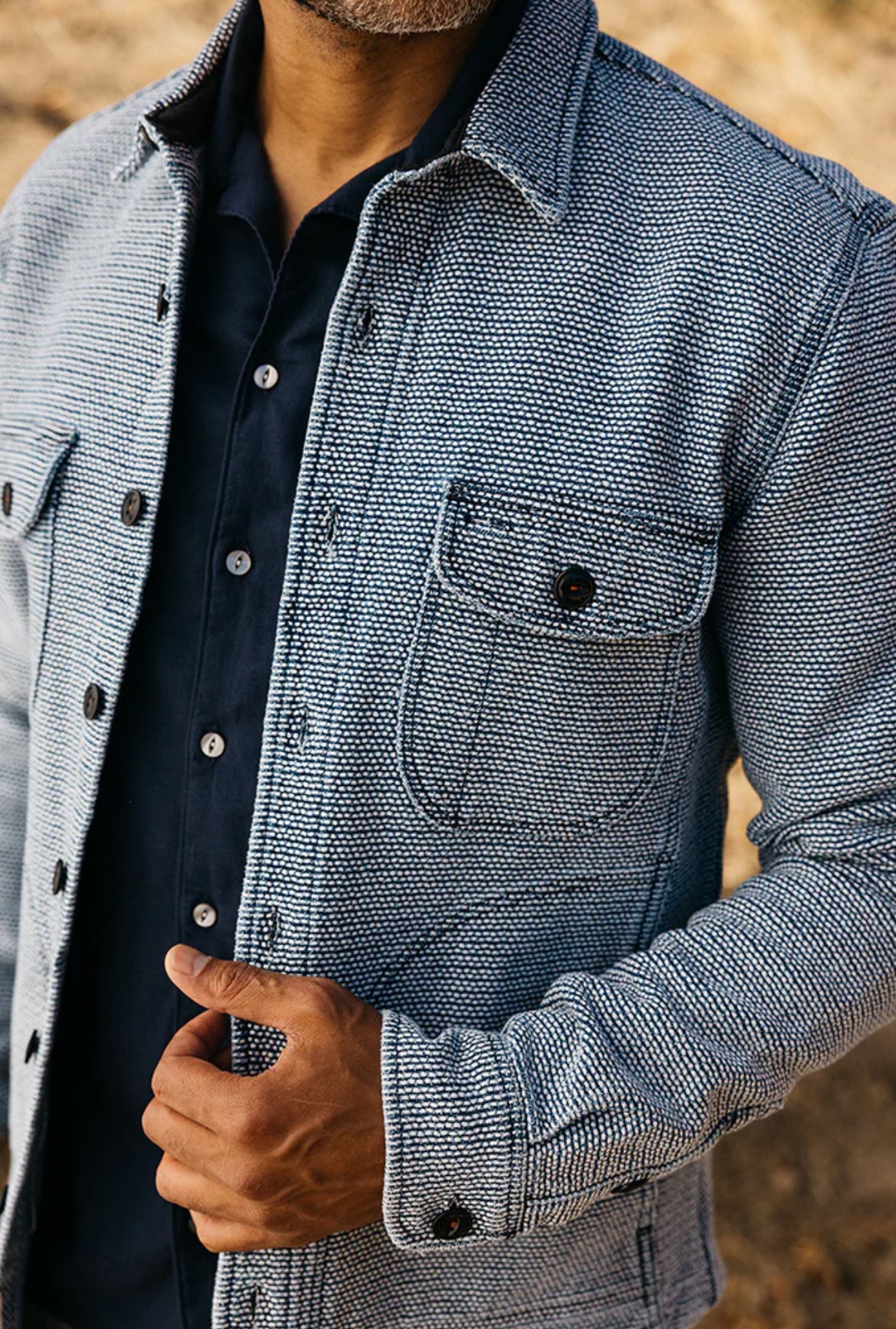 The Anvil Birds Eye Sashiko - Light Indigo