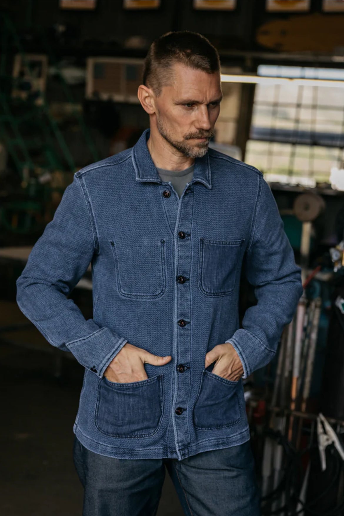 The Vise Heirloom Sashiko Patch Work - Light Indigo