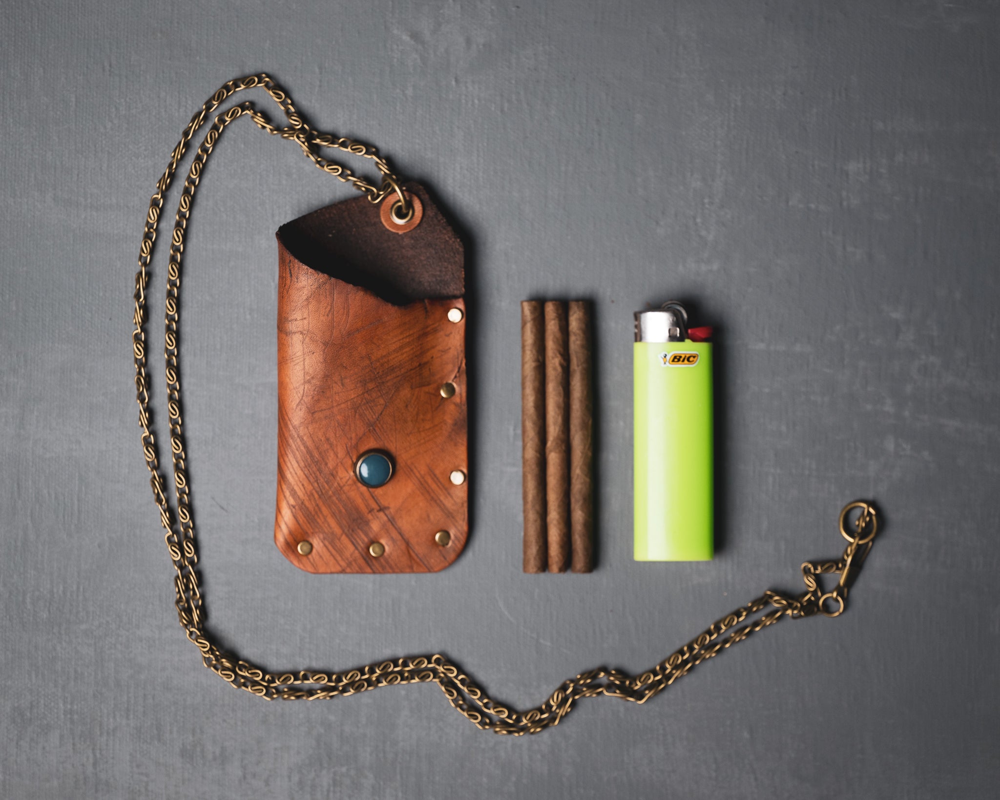 Custom Cave + Post Leather Pouch Necklace