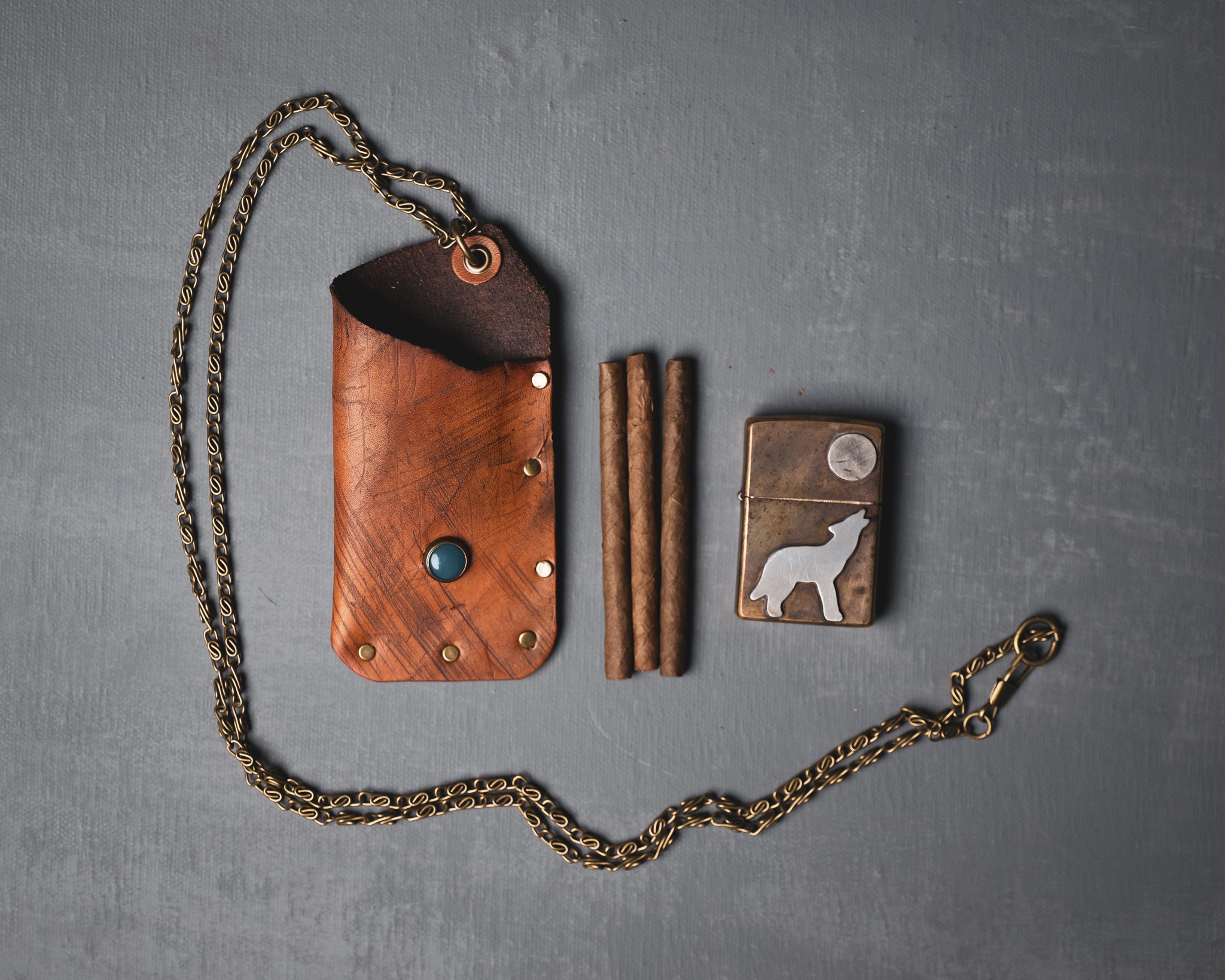 Custom Cave + Post Leather Pouch Necklace