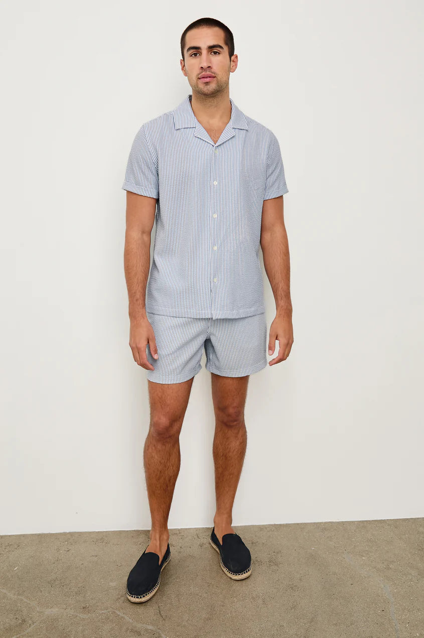 La Brea Swim Short - Blue White Seersucker