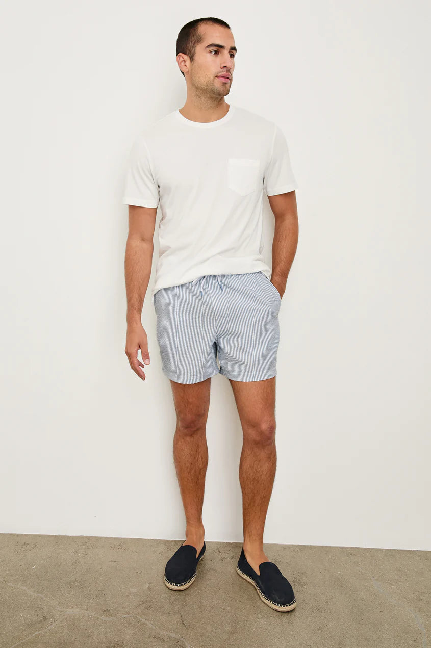 La Brea Swim Short - Blue White Seersucker