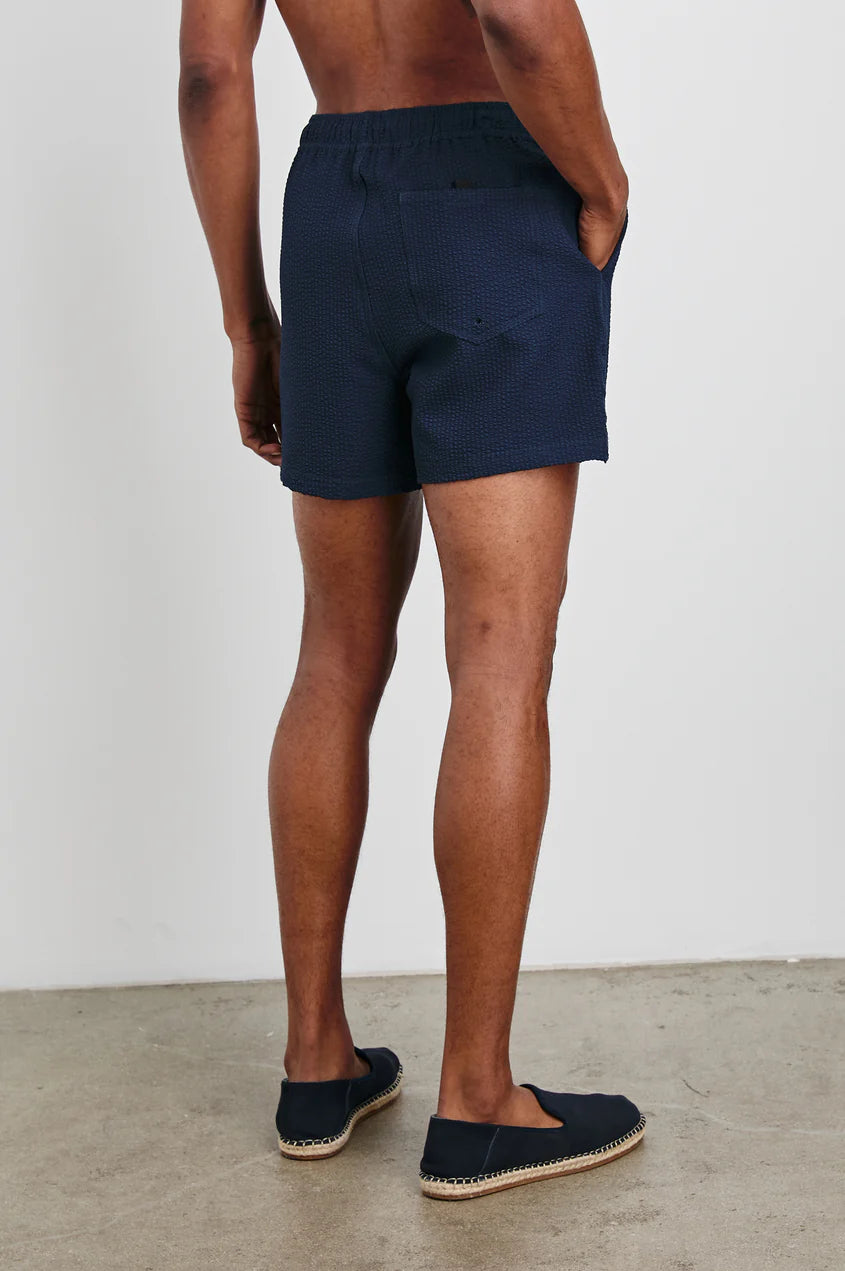 La Brea Swim Short - Navy Seersucker