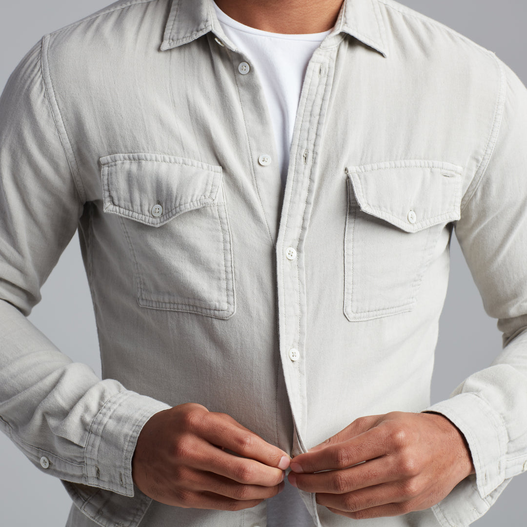 LEEDS DOUBLE LAYER COTTON GAUZE SHIRT - CHALK