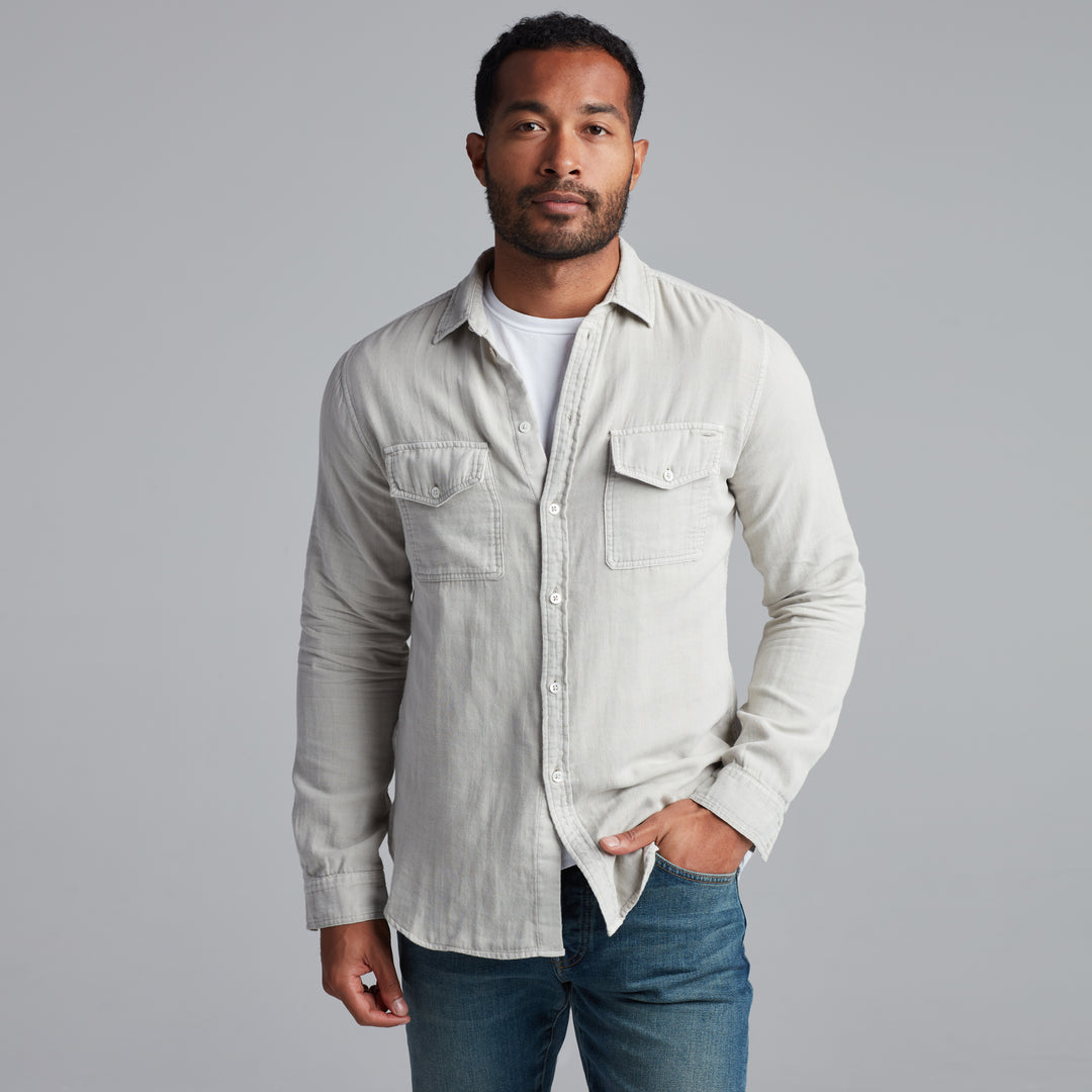 LEEDS DOUBLE LAYER COTTON GAUZE SHIRT - CHALK
