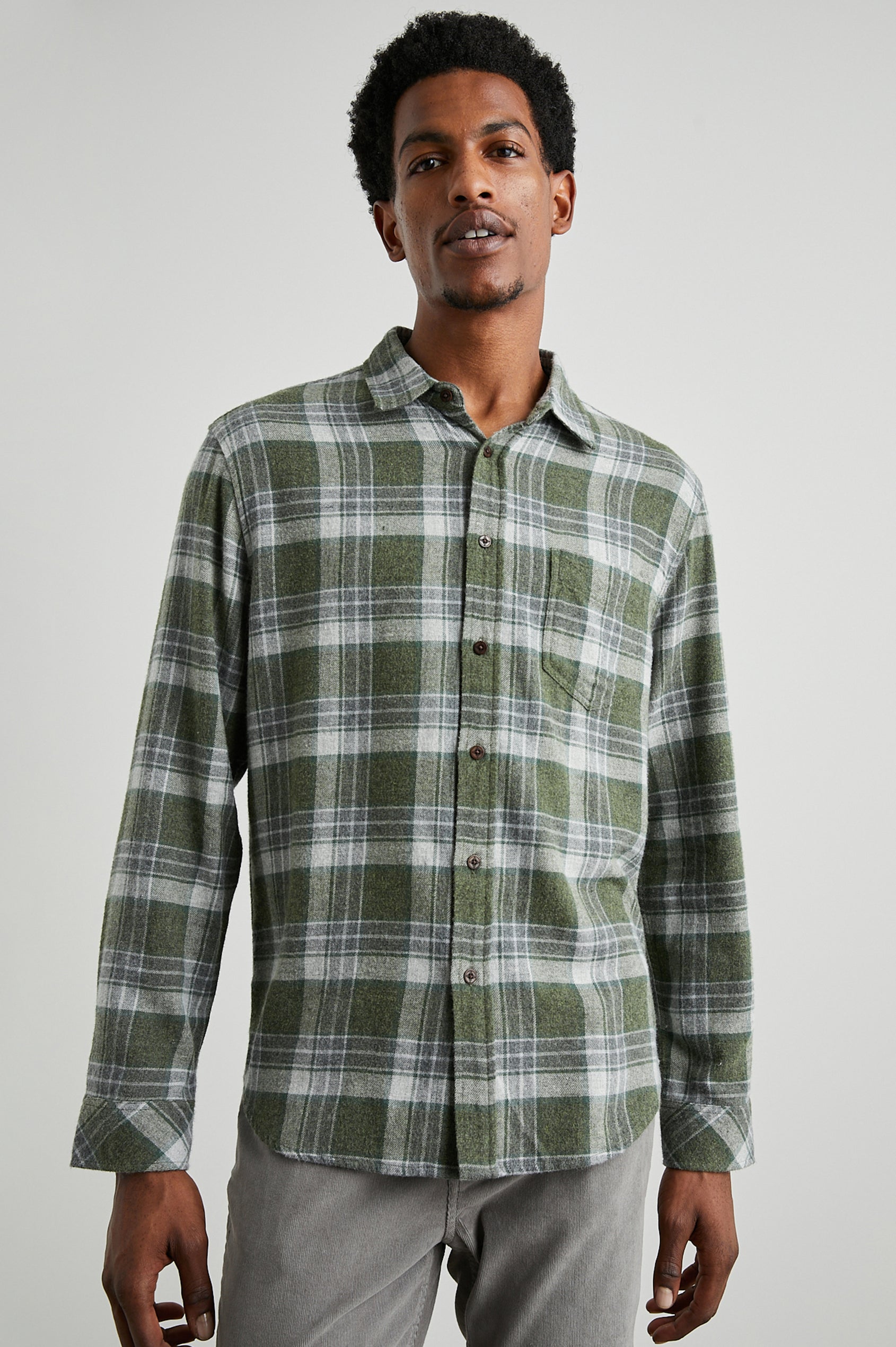 Lennox Shirt Green Hollow - Grey Melange