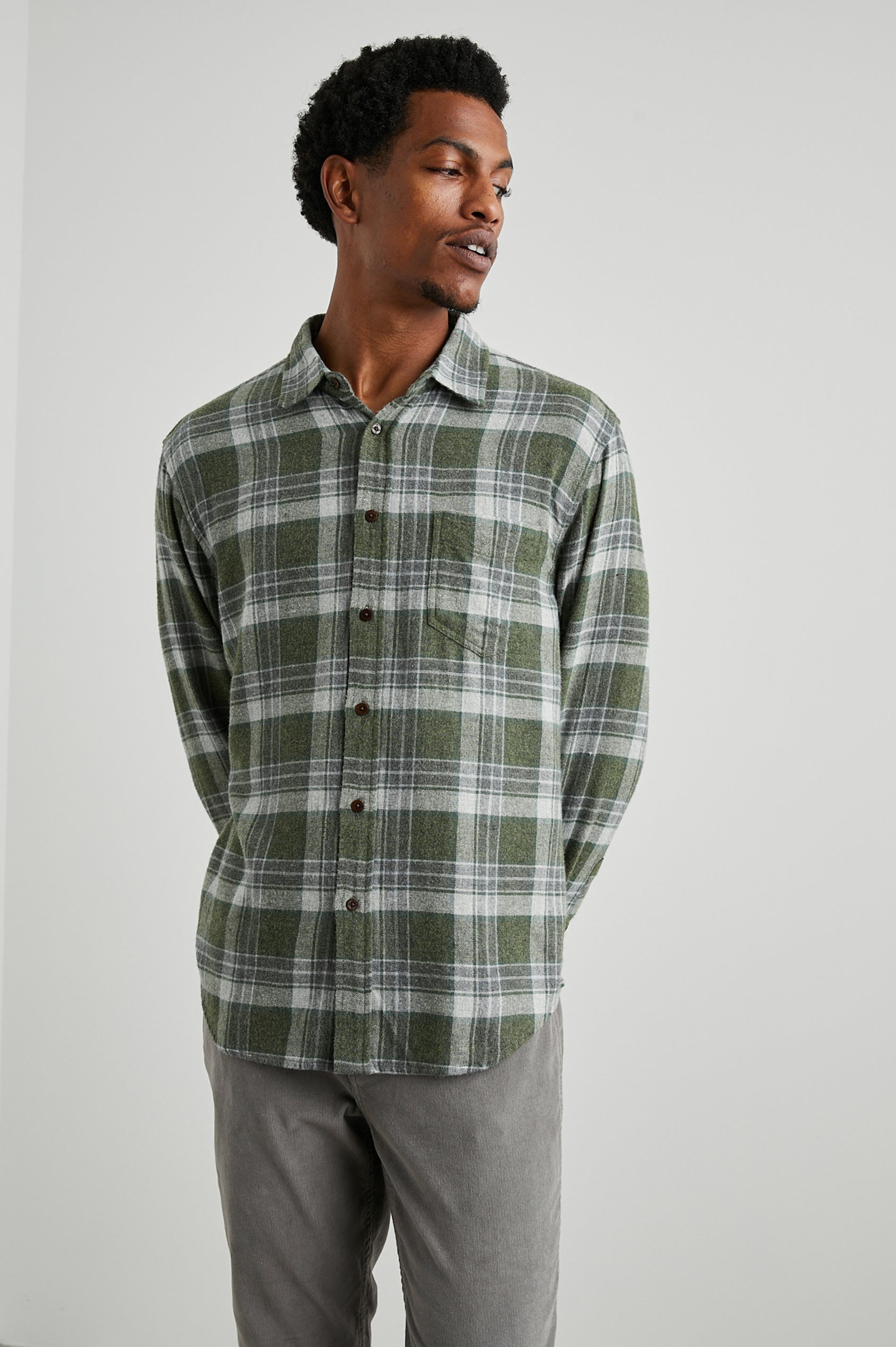 Lennox Shirt Green Hollow - Grey Melange