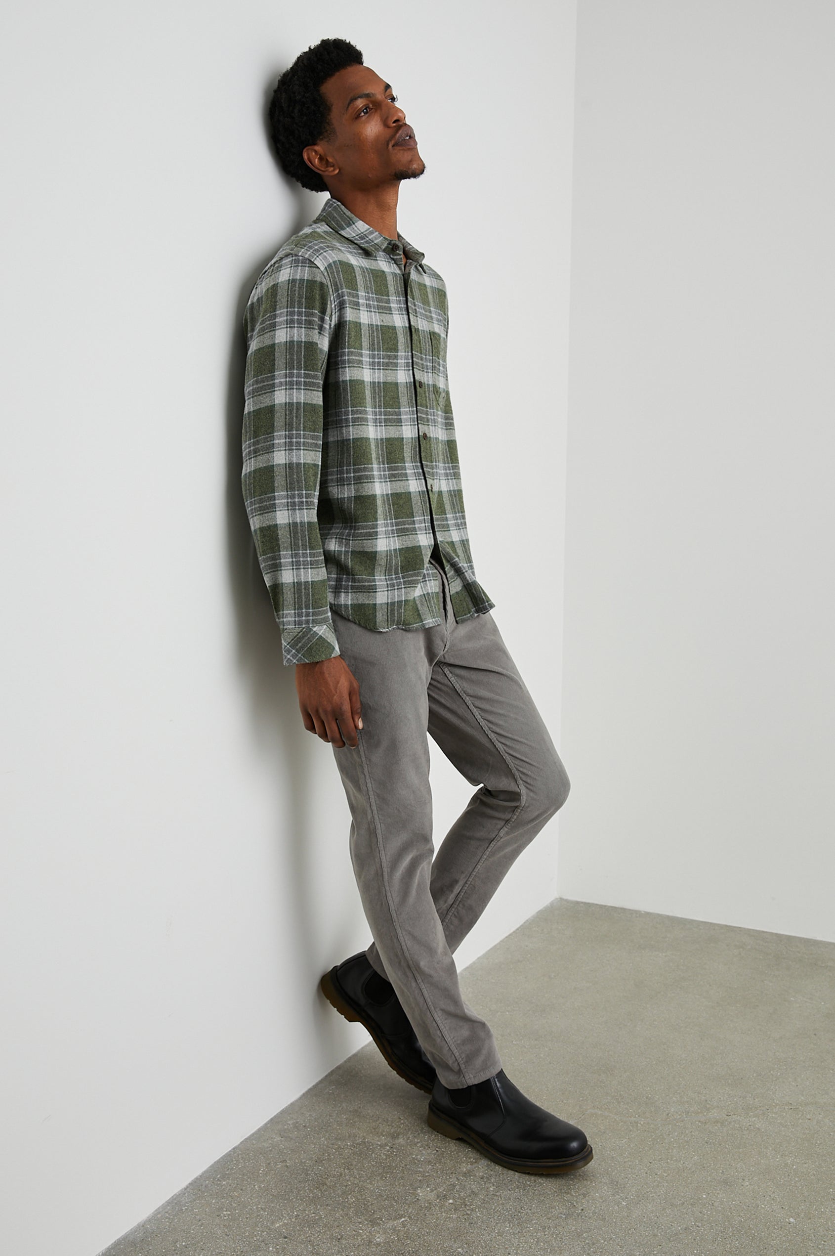 Lennox Shirt Green Hollow - Grey Melange