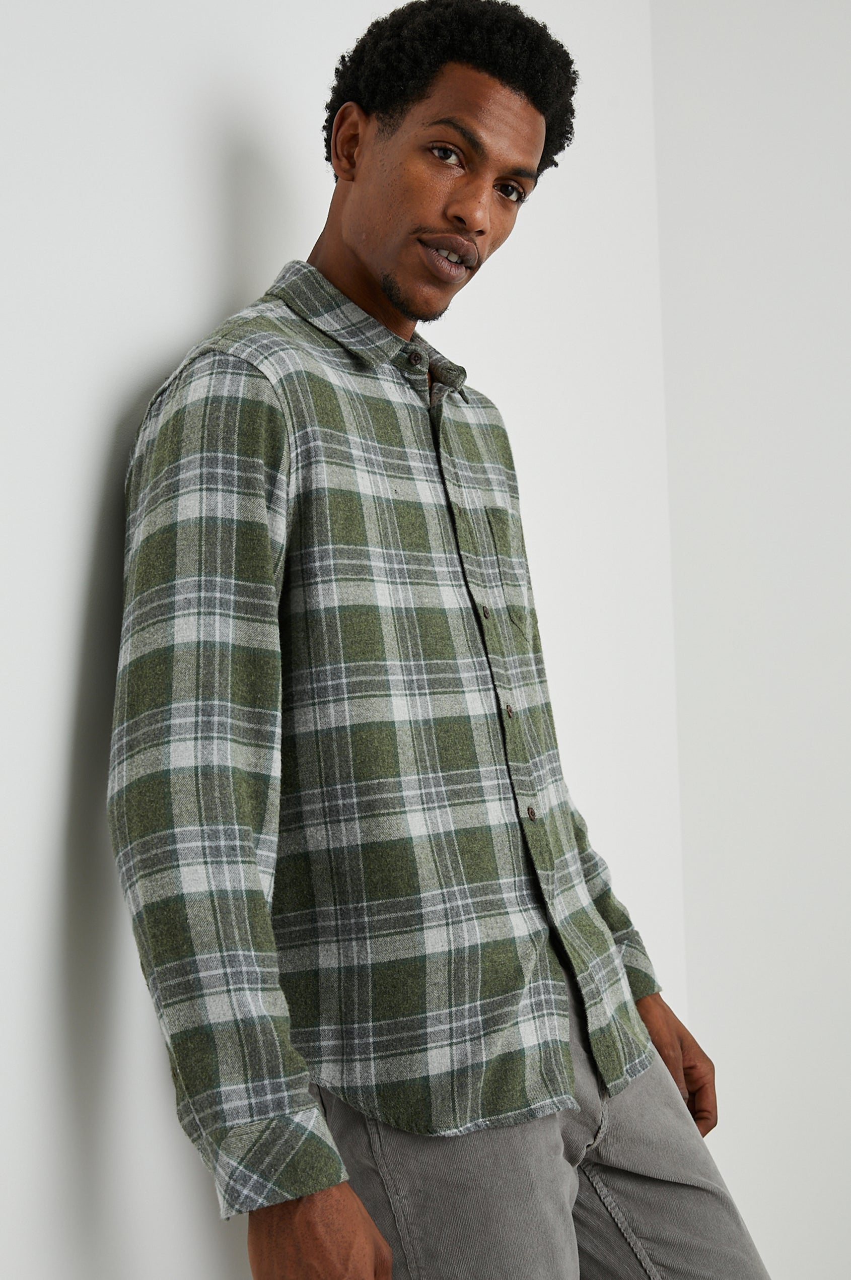 Lennox Shirt Green Hollow - Grey Melange