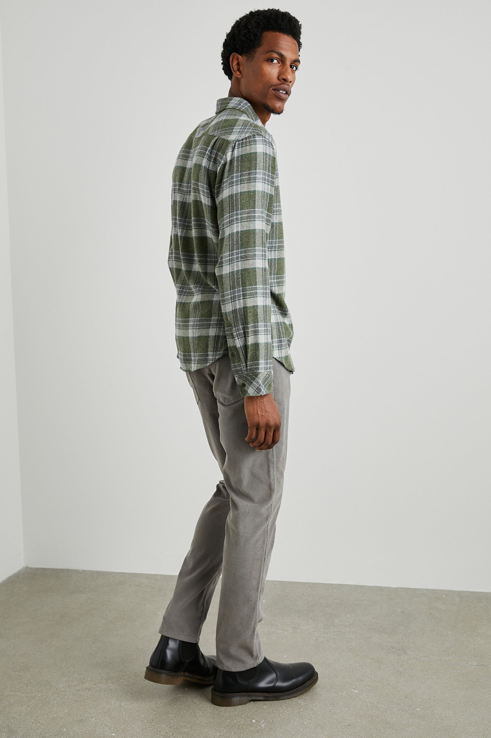 Lennox Shirt Green Hollow - Grey Melange