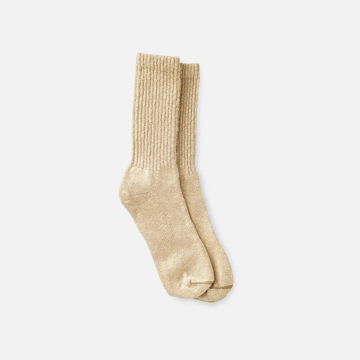 Cotton Blend Ragg Crew - Cream/Coffee