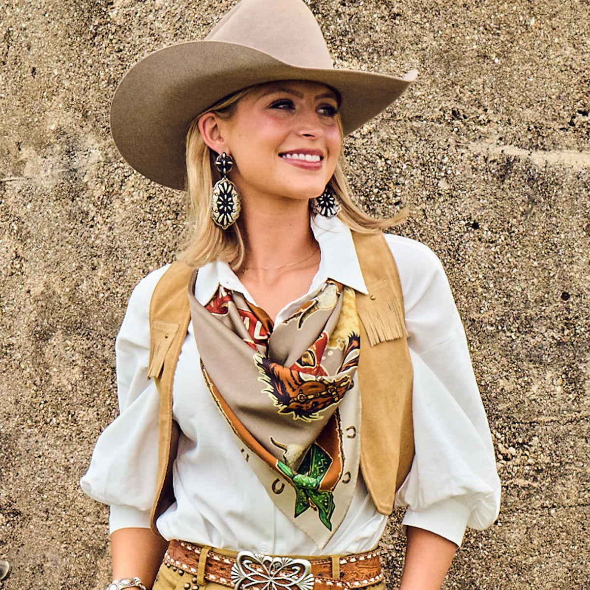 RIDE 'EM COWBOY - LONG TALL SCARF - BROWN