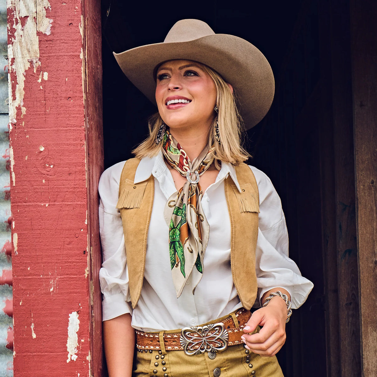 RIDE 'EM COWBOY - LONG TALL SCARF - BROWN