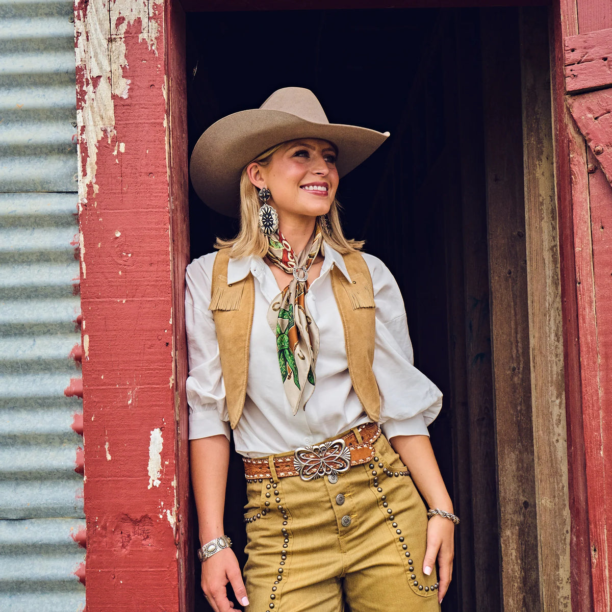 RIDE 'EM COWBOY - LONG TALL SCARF - BROWN
