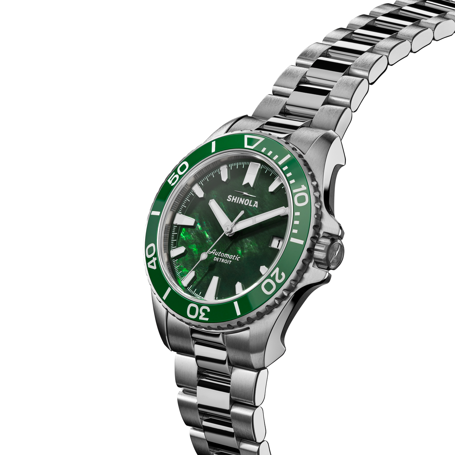 Shinola Monster Automatic Dive 39mm-Lake Ontario Green Mother of Pearl