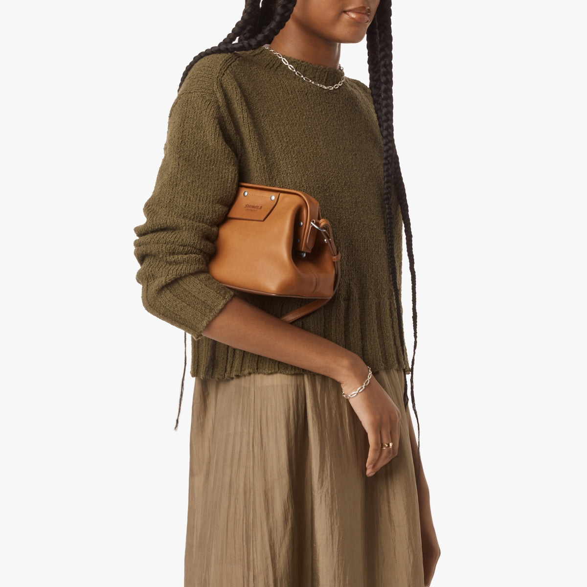 Rivet Frame Shoulder Bag - Natural Leather