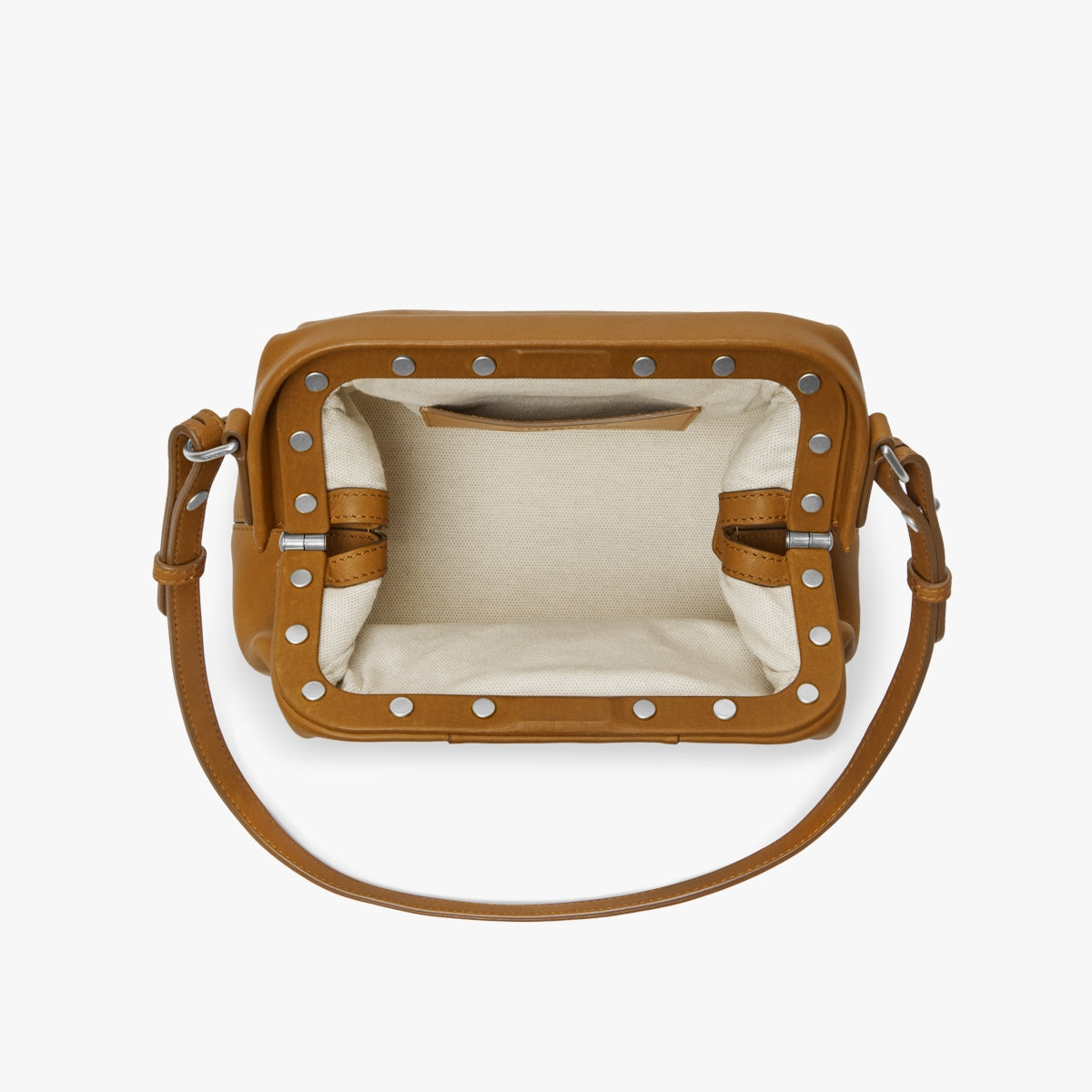 Rivet Frame Shoulder Bag - Natural Leather