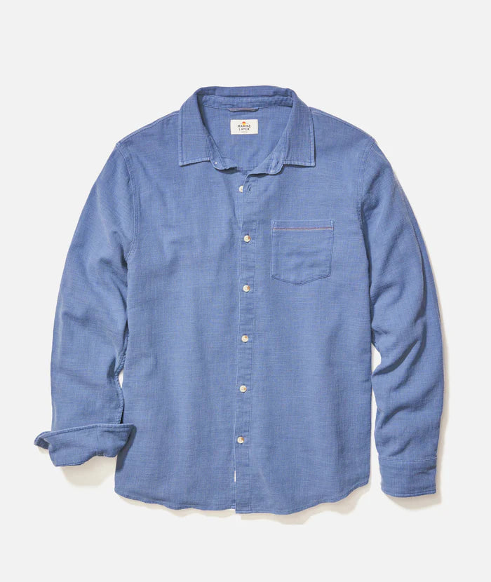 Stretch Selvage Long Sleeve Shirt - Coronet Blue