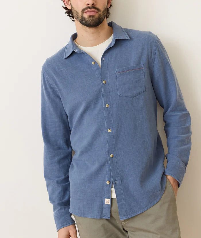 Stretch Selvage Long Sleeve Shirt - Coronet Blue