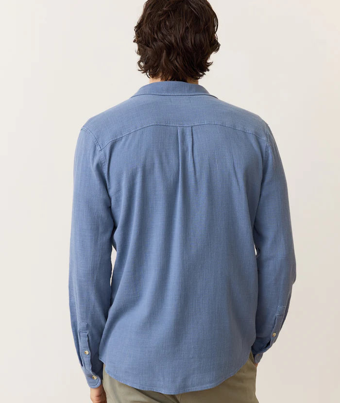 Stretch Selvage Long Sleeve Shirt - Coronet Blue