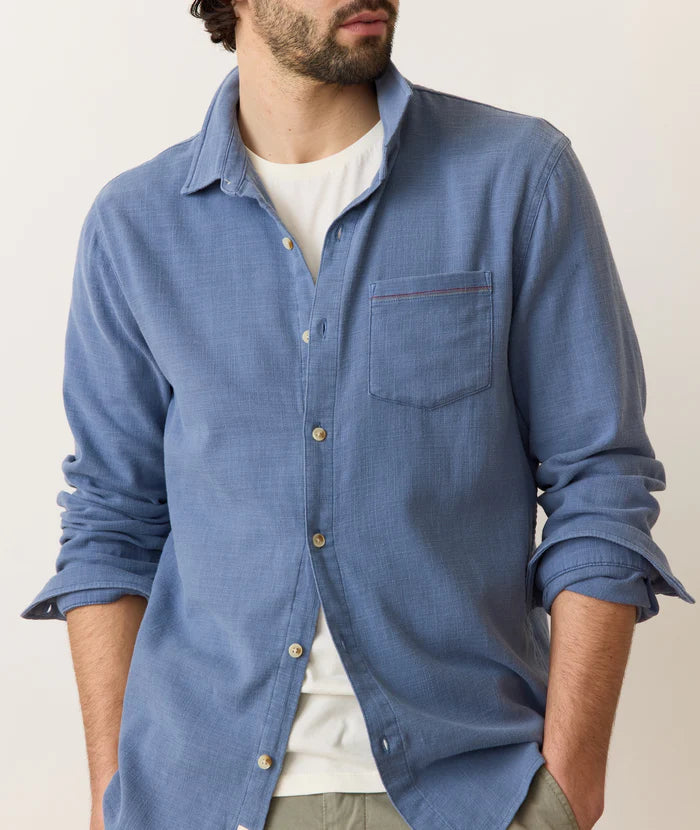 Stretch Selvage Long Sleeve Shirt - Coronet Blue
