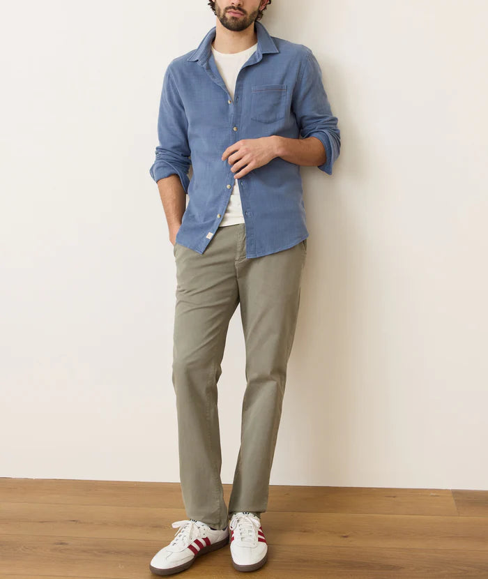 Stretch Selvage Long Sleeve Shirt - Coronet Blue