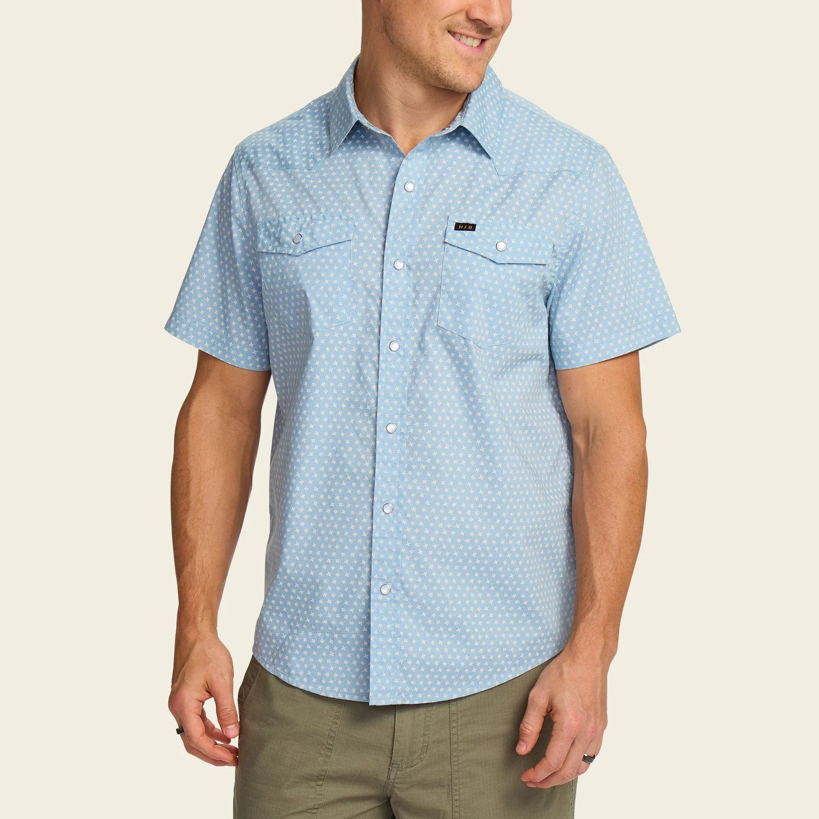 H Bar B Snapshirt - Lockhart Floral : Pool Blue