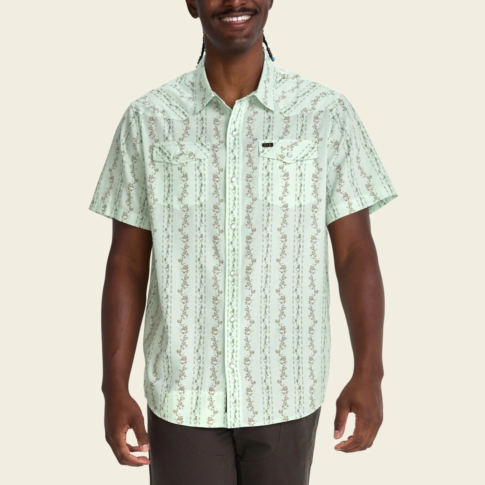 H Bar B Snapshirt - Hibiscus Ribbons : Mint