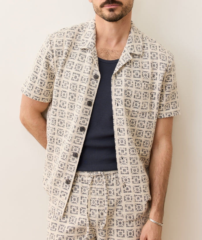 Cam Jacquard Resort Shirt-Neutral Geo