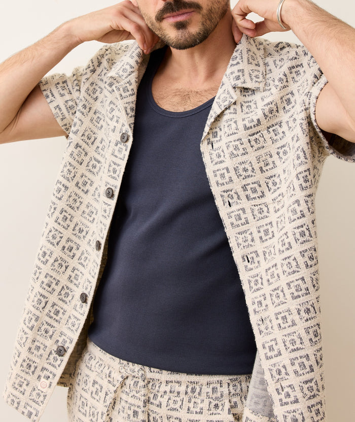 Cam Jacquard Resort Shirt-Neutral Geo