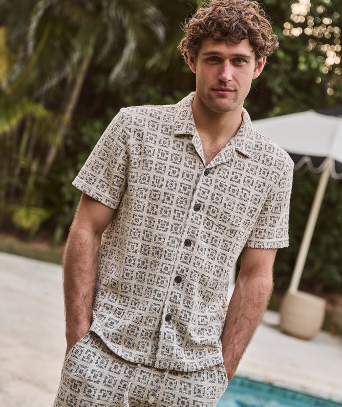 Cam Jacquard Resort Shirt-Neutral Geo