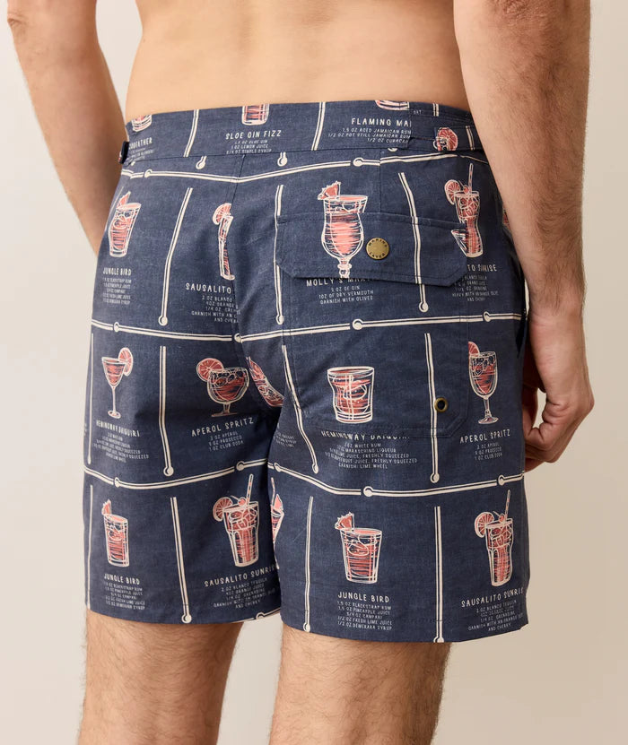 6" Parker Tailored Trunk - Navy Happy Hour Print