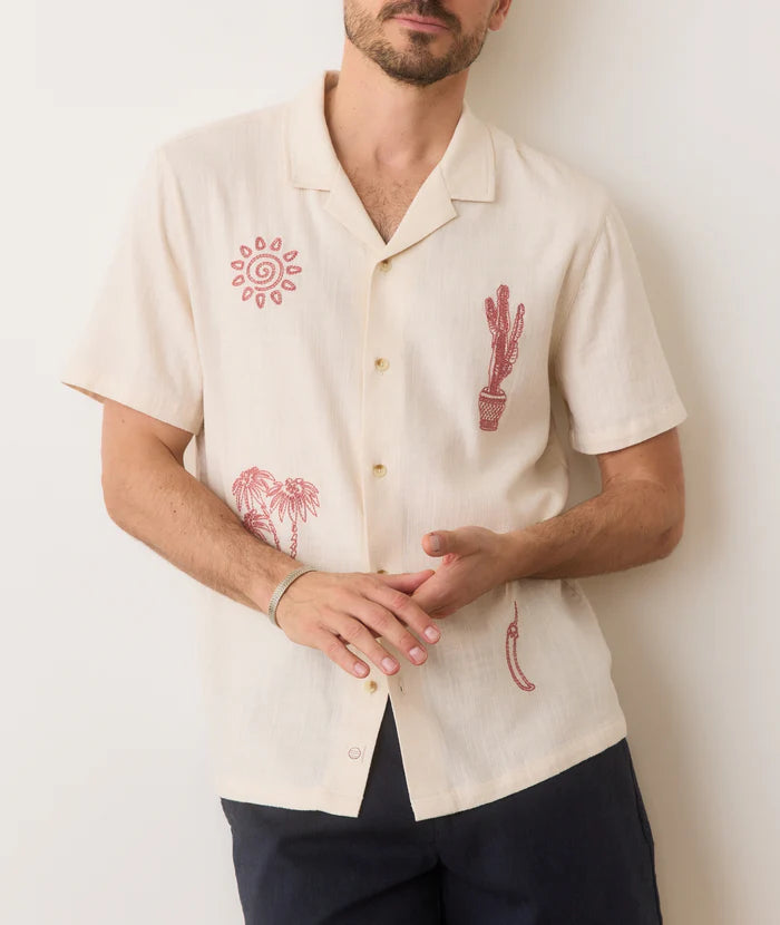 Stretch Selvage Embroidered Resort Shirt