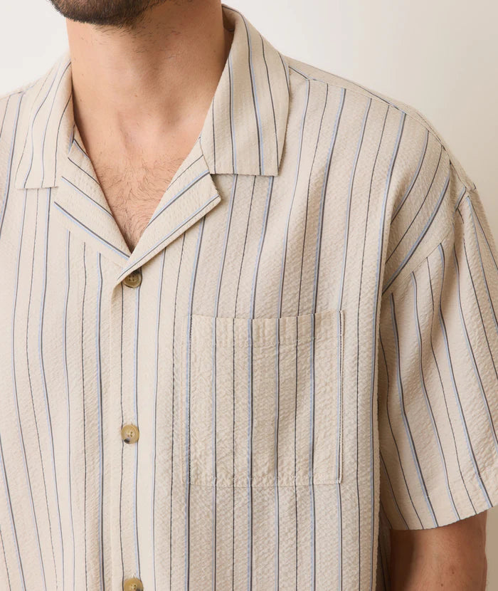 Boxy Resort Shirt - Natural Stripe