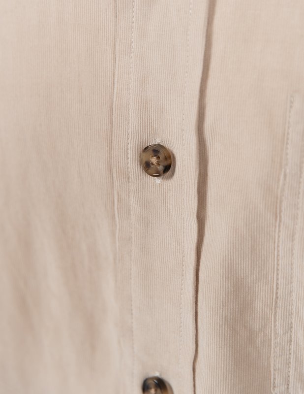 Pinwale Cotton Corduroy Button Down Shirt - Stone