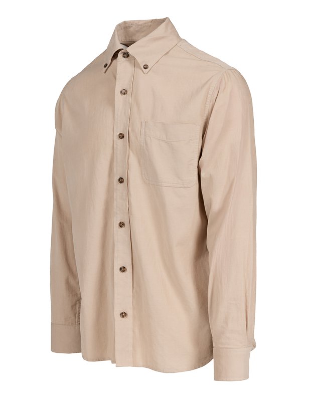 Pinwale Cotton Corduroy Button Down Shirt - Stone