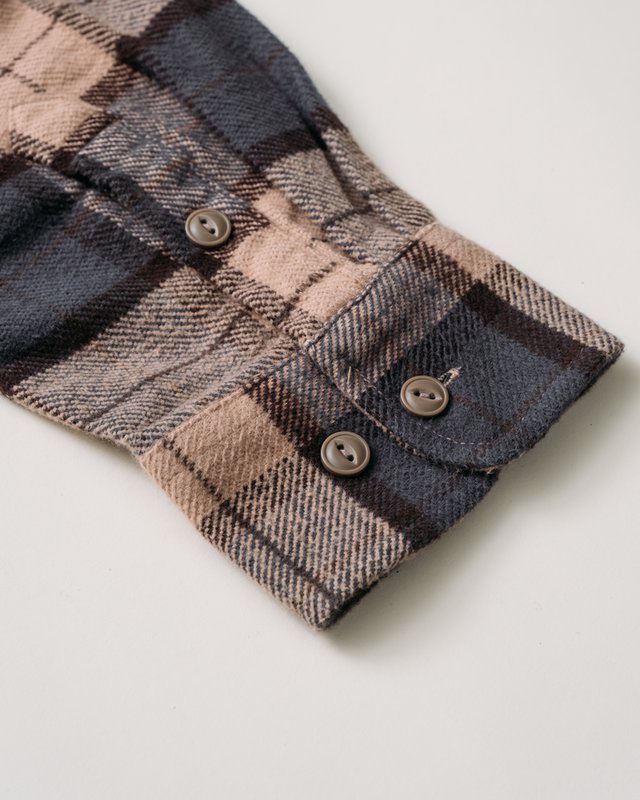 Heavy Flannel Work Shirt - Khaki/Grey