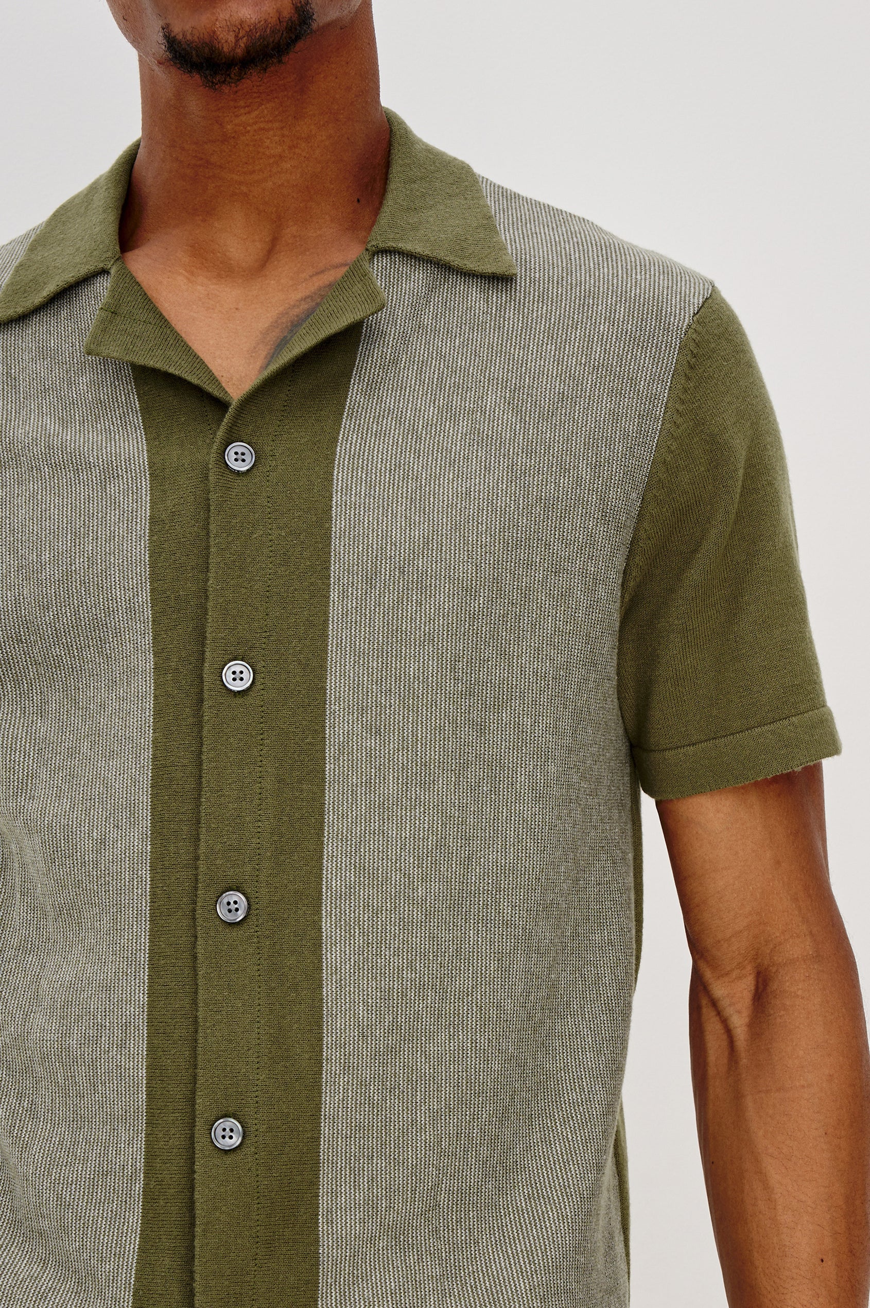 Silas Shirt - Olive Khaki Stripe