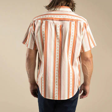 The Wyatt Pearl Snap Short Sleeve Serape Shirt - Cream/Clay