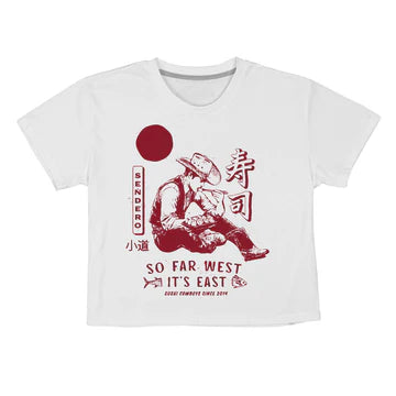 So Far West Boxy Tee - Vintage White Red Print
