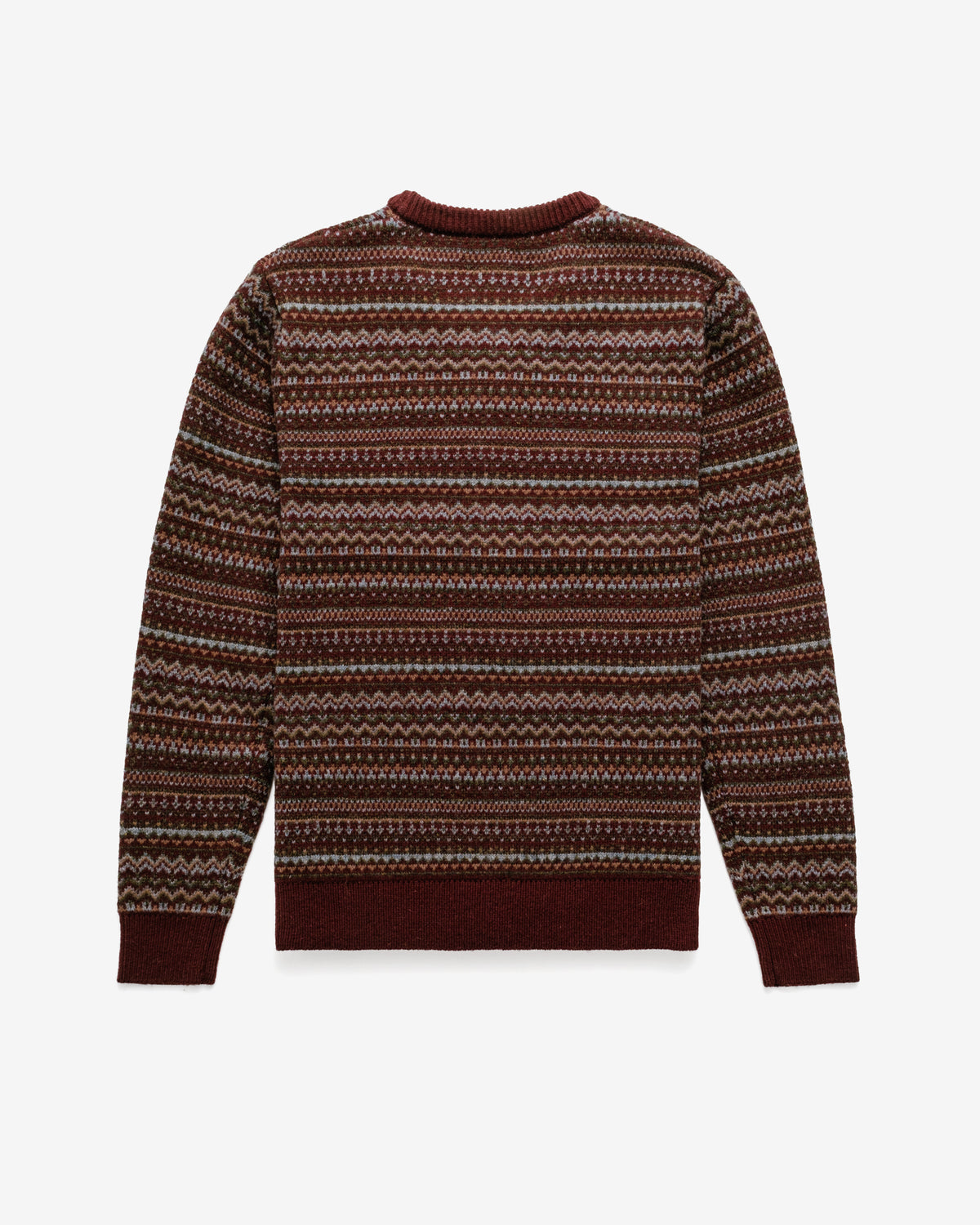 SW2460 Fairisle Crewneck Sweater-Burgundy