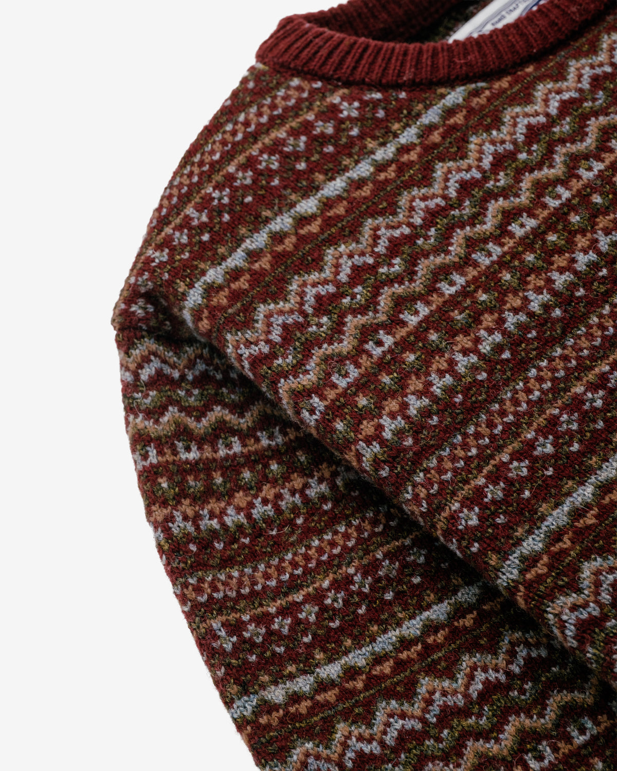 SW2460 Fairisle Crewneck Sweater-Burgundy